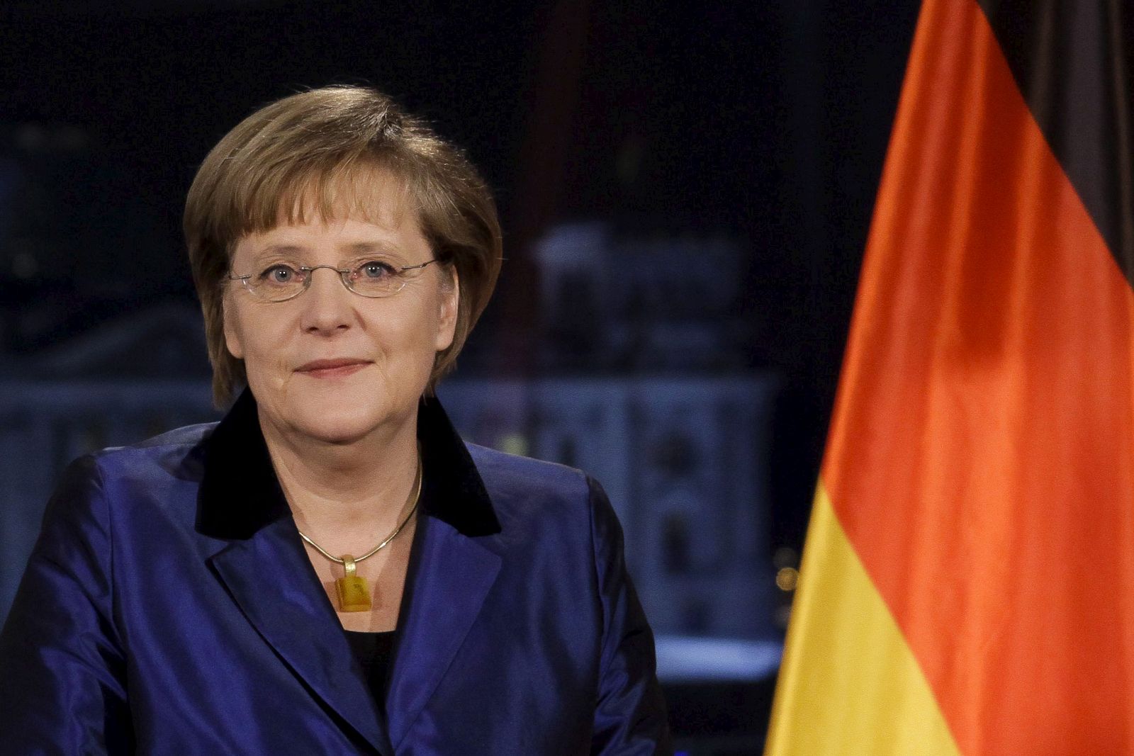 La canciller alemana Ángela Merkel durante su discurso de Navidad en la Cancillería berlinesa.