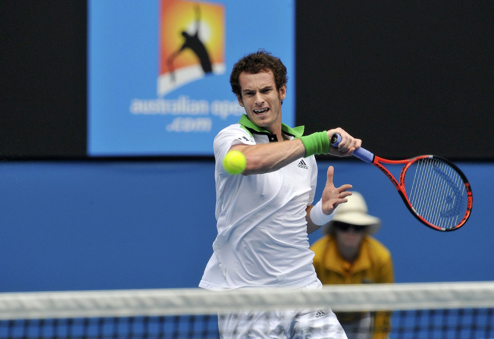 Andy Murray tras ganar al ucraniano Dolgopolov en el Abierto de Australia.