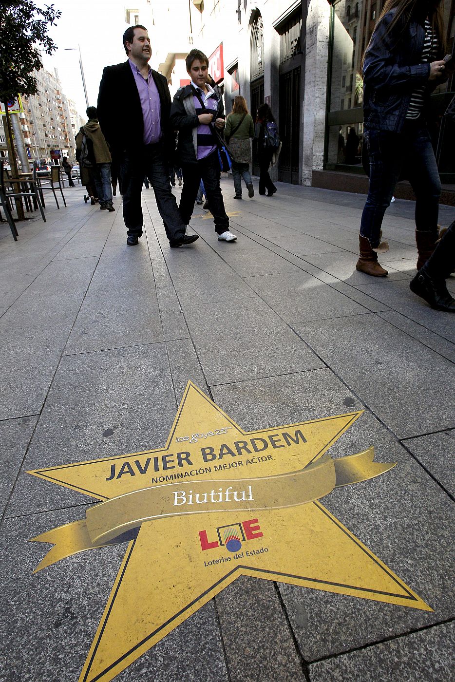 Estrella de Javier Bardem pegada en la Gran Vía