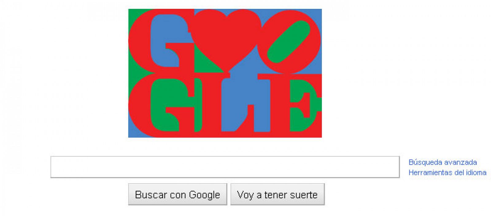 Las letras del logo de Google homenajean a la obra 'LOVE' en el día de San Valentín