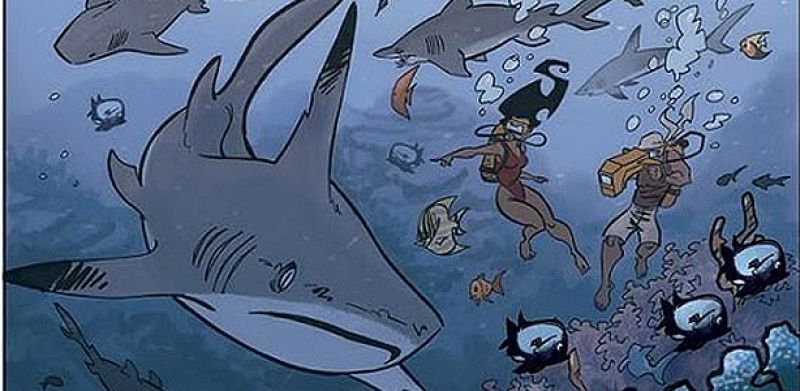 Fragmento de una viñeta de 'Los tiburones de Rangiroa', de Pedro Pérez Valiente