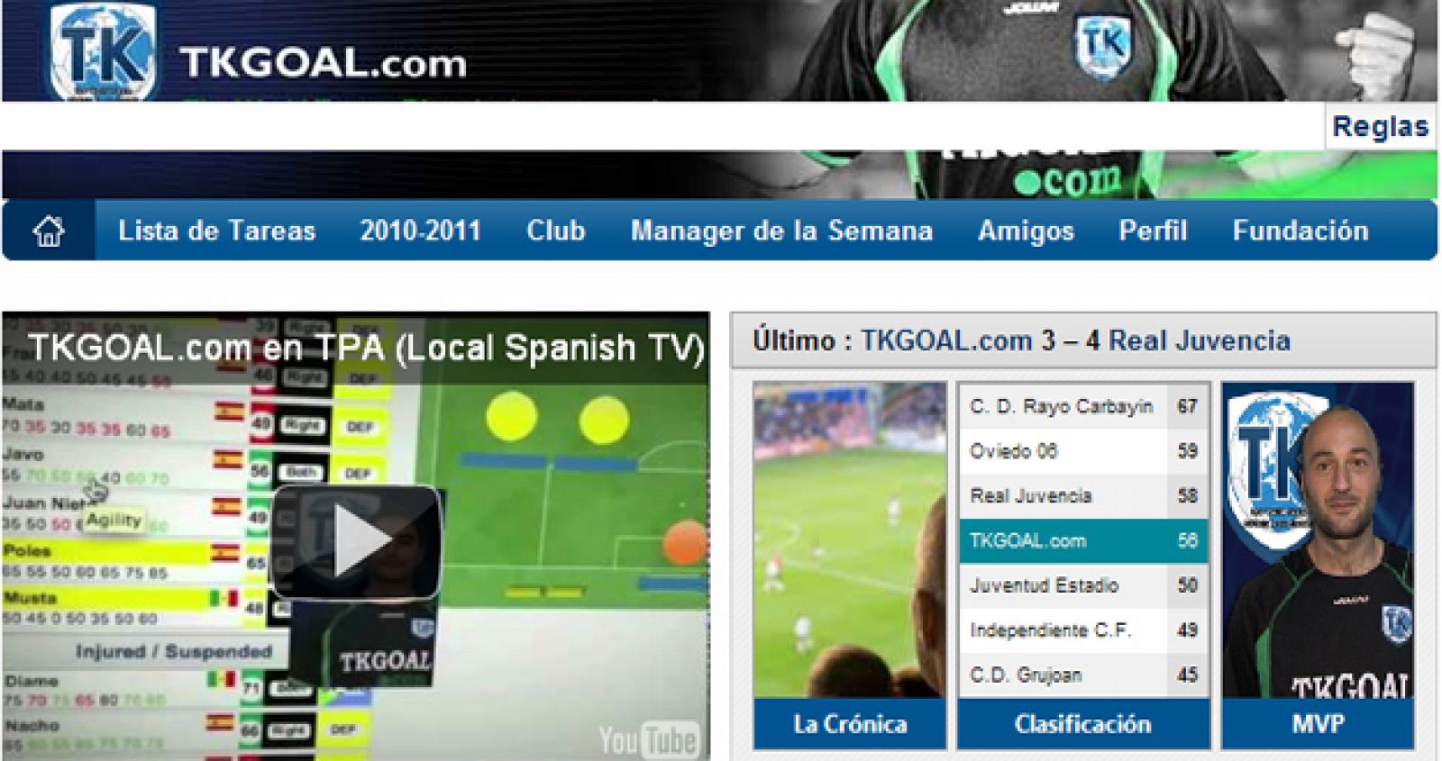 Imagen de la página web del TKgoal.