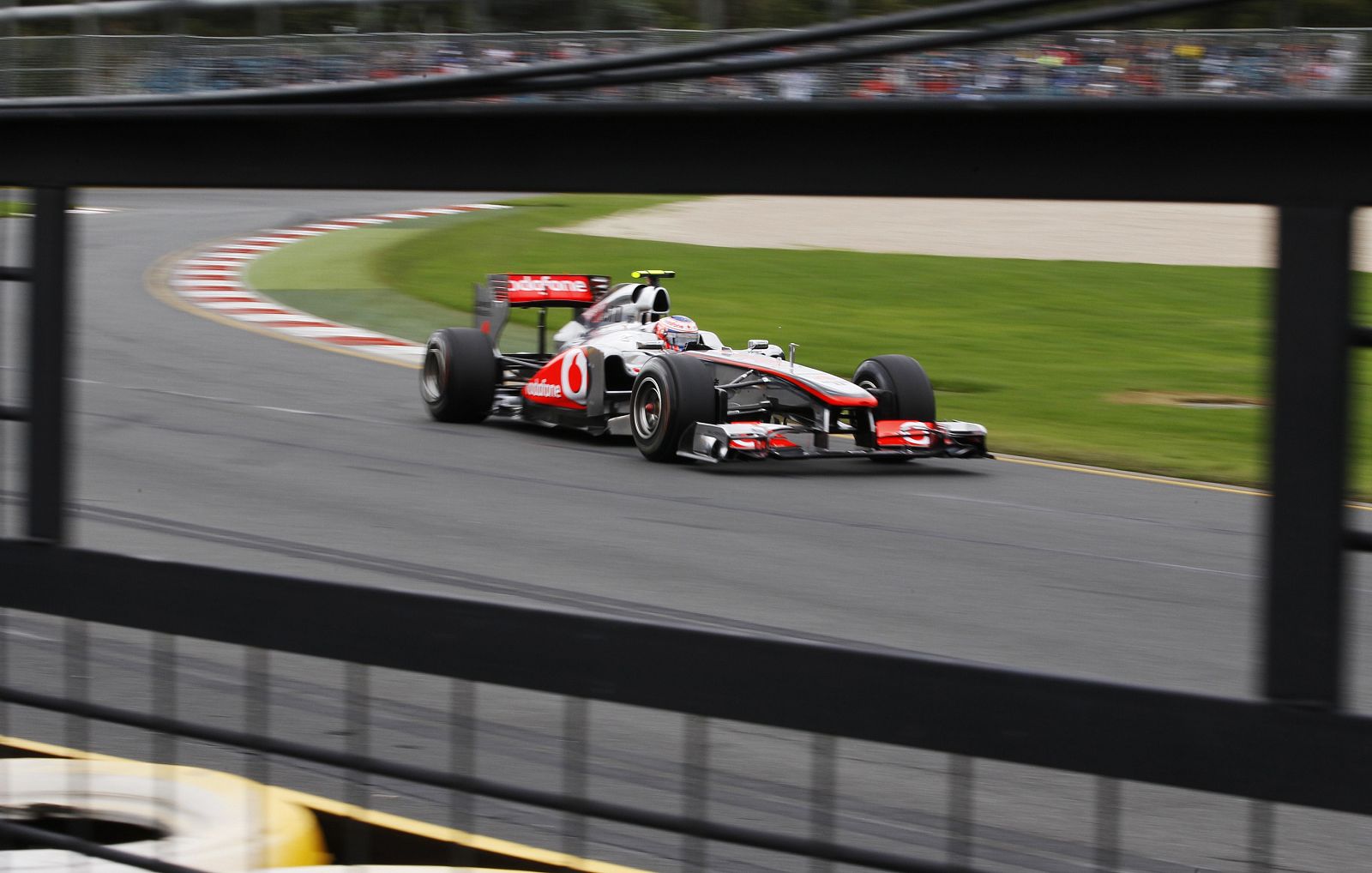 McLaren Formula One driver Button of Britain drives during the first practice session of the Australian F1 Grand Prix in Melbourne