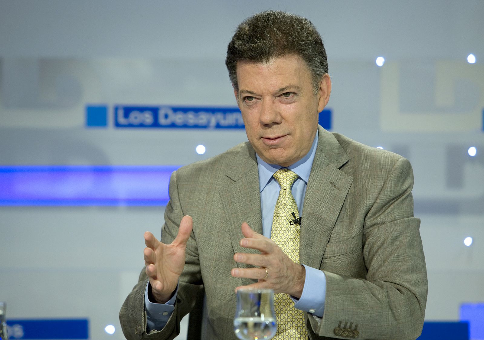 El presidente de Colombia, Juan Manuel Santos, durante la entrevista en Los Desayunos de TVE