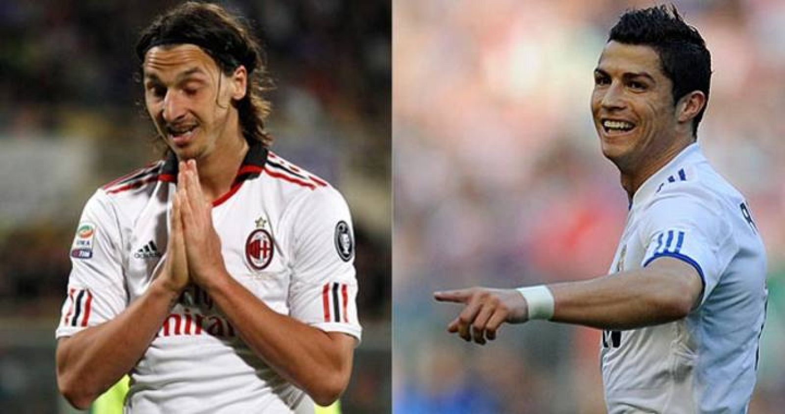 El delantero del Milan, Ibrahimovic, y el del Real Madrid, Cristiano Ronaldo.