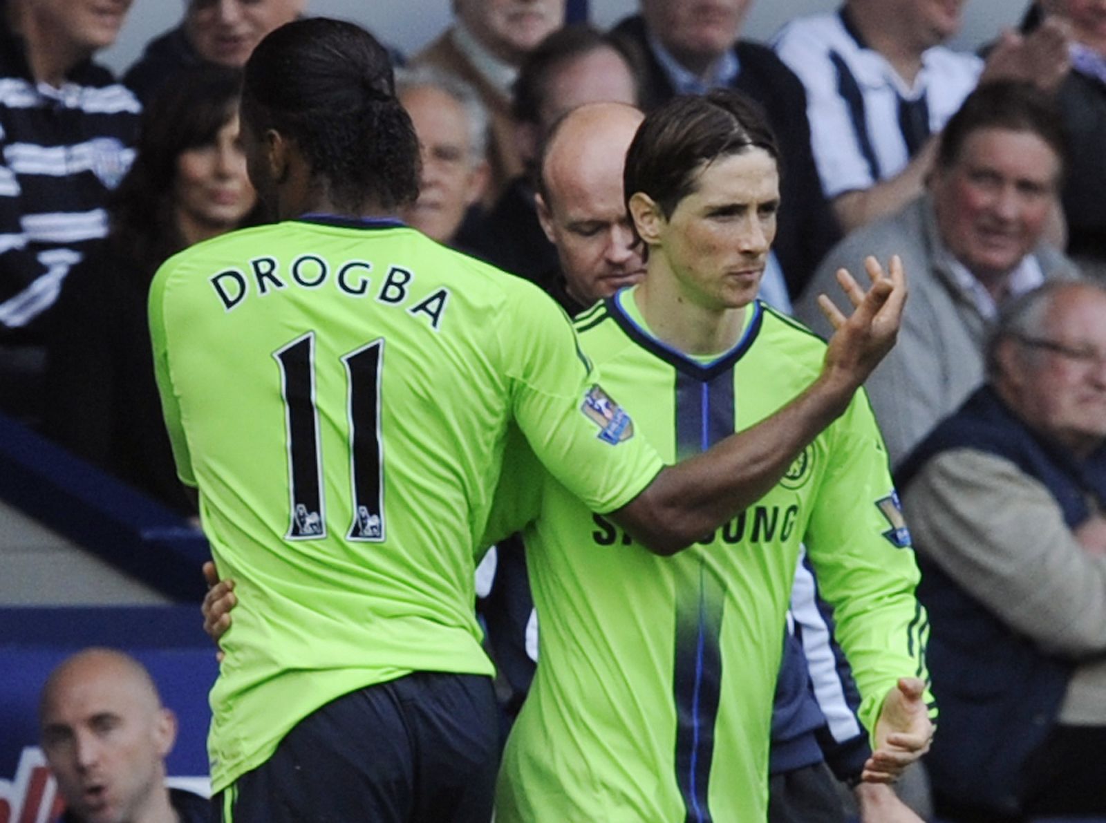 Chelsea's Drogba is substituted by Torres during their English Premier League soccer match against West Bromwich Albion in West Bromwich