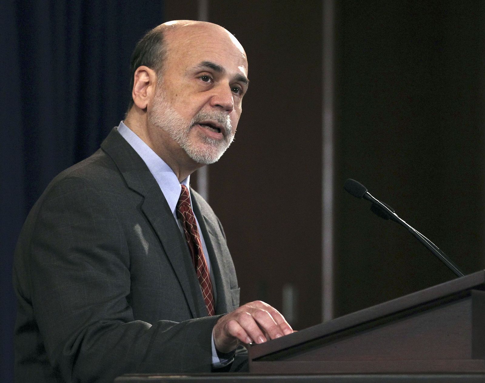 El presidente de la Reserva Federal, Ben Bernanke, durante la rueda de prensa