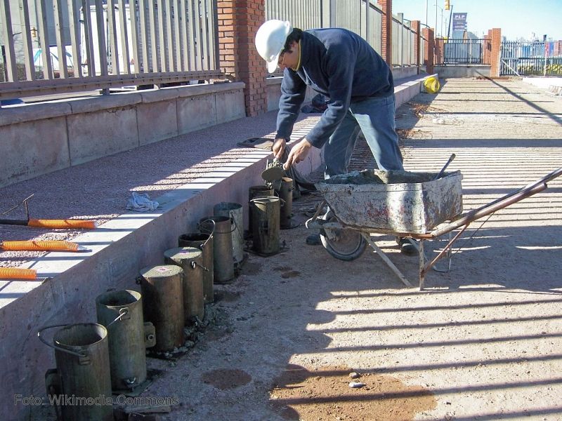 Uno de los ensayos con el hormigón elaborado con microfibras de polipropileno