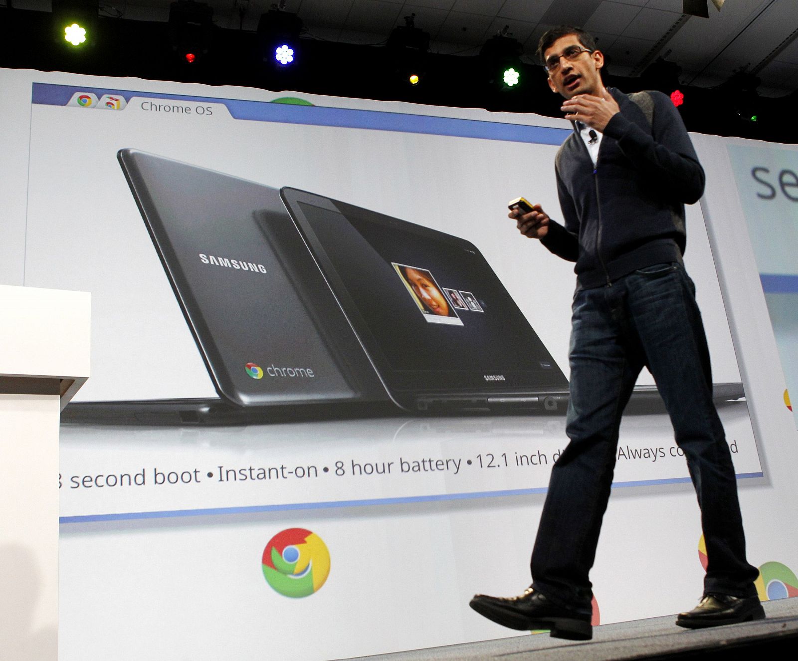Presentación de los Chromebooks de Google durante su conferencia de desarrolladores en California