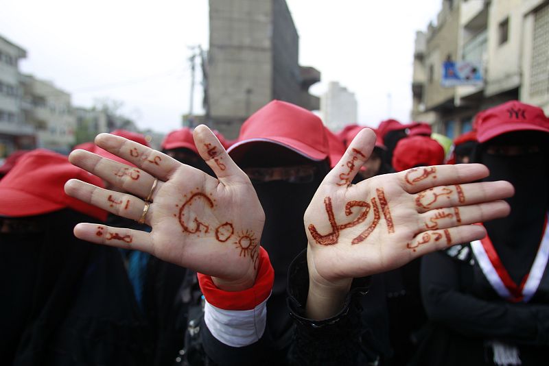 Manifestación en Taiz (sur de Yemen) para pedir la dimisión de Saleh.