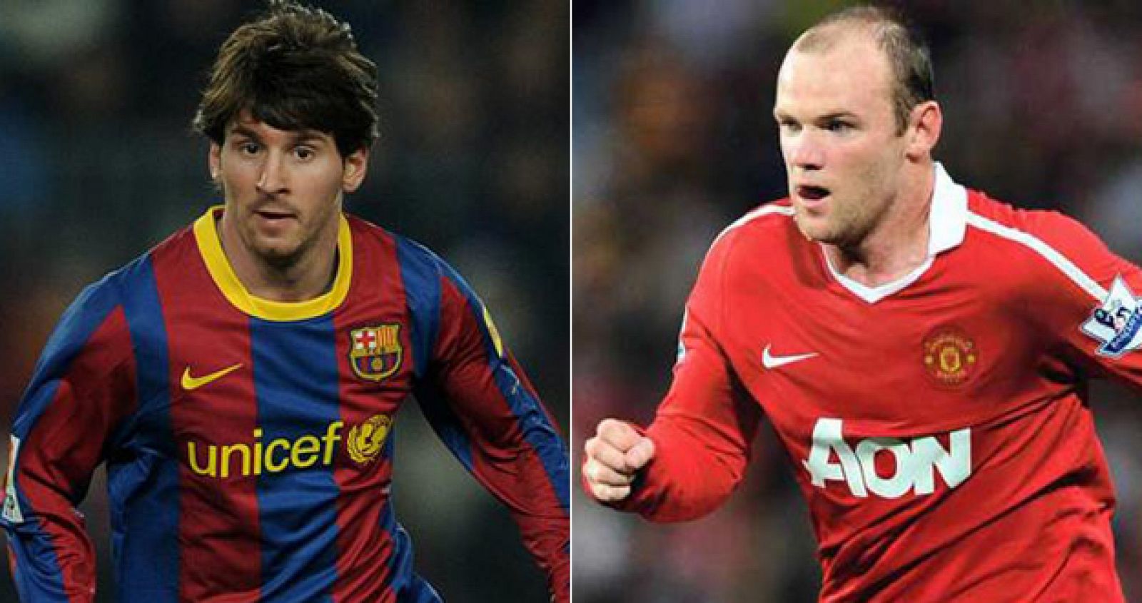 Los goleadores del Barça y Manchester United, Leo Messi y Wayne Rooney.
