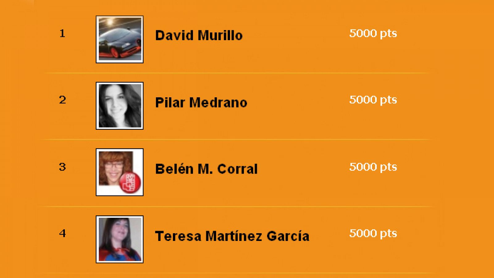 Los cuatro ganadores del Trivial de Amar en Facebook de entre casi mil participantes.