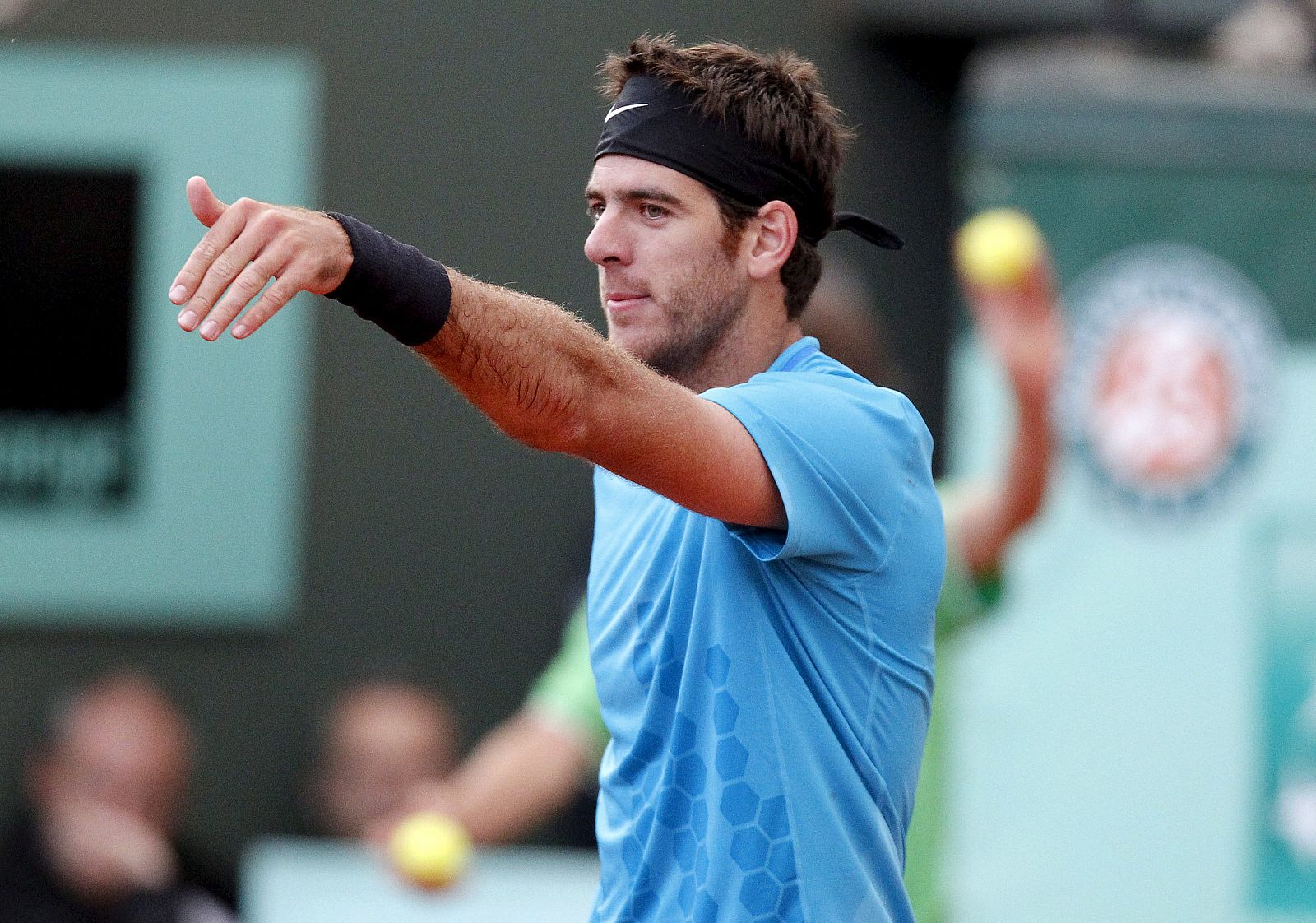 Juan Martín Del Potro, en el partido contra Novak Djokovic de tercera ronda de Roland Garros.