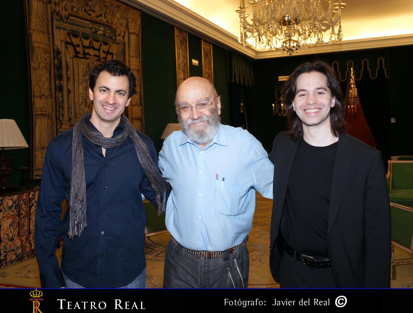 De izda. a dcha. el maestro Alejo Pérez, Luis de Pablo y Horacio Lavandera., este martes en el Teatro Real