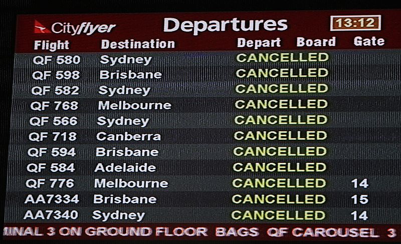 Pantalla del aeropuerto australiano