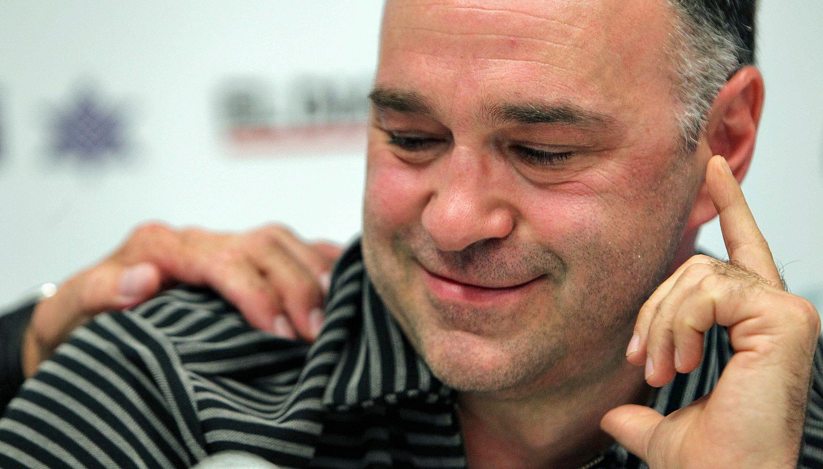 El entrenador Pablo Laso, durante la rueda de prensa que ha ofrecido como despedida del hasta ahora su equipo, el Lagun Aro GBC.