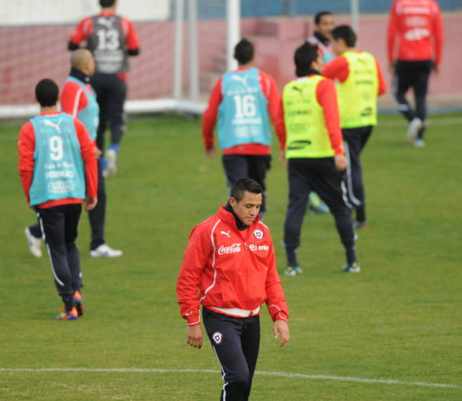Alexis Sánchez, entrenando con la selección chilena