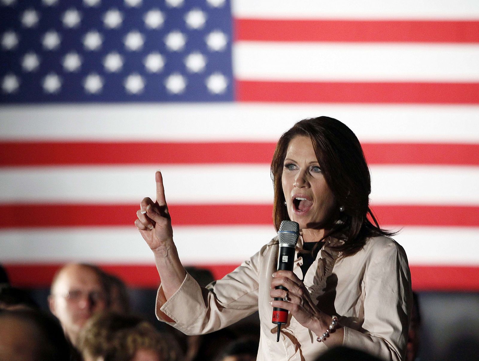 La congresista Bachmann, durante un mitin en Iowa.