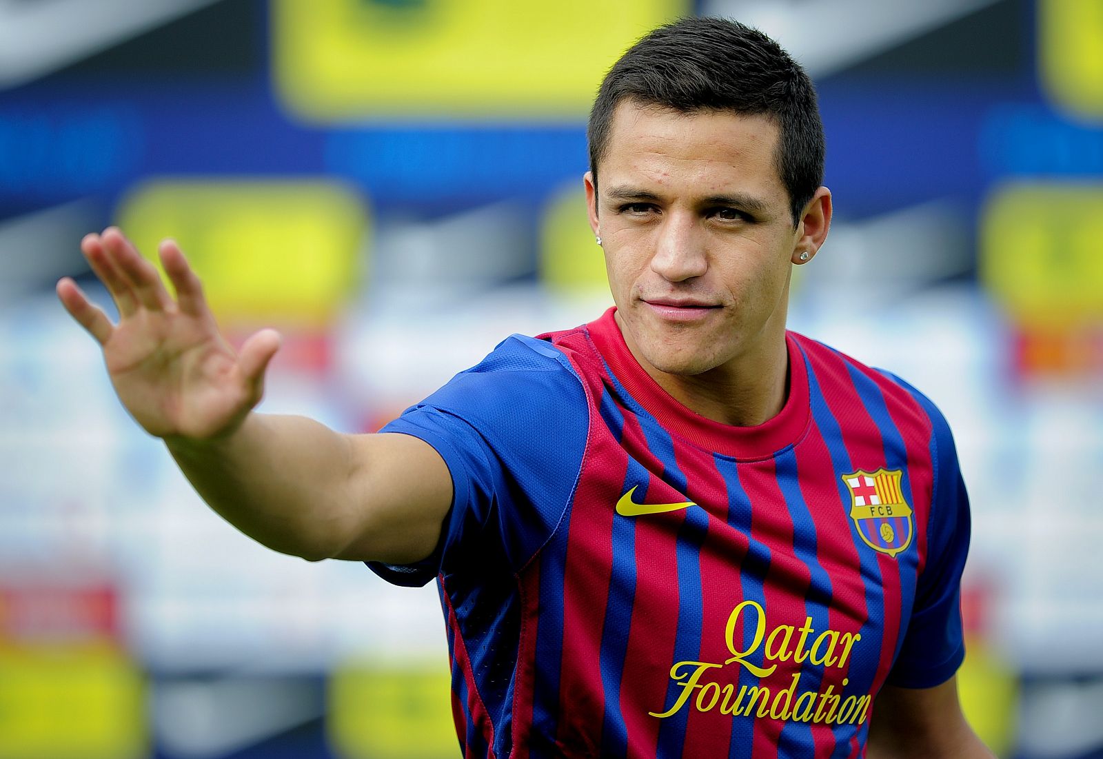 Alexis Sánchez, durante su presentación como nuevo jugador del FC Barcelona.