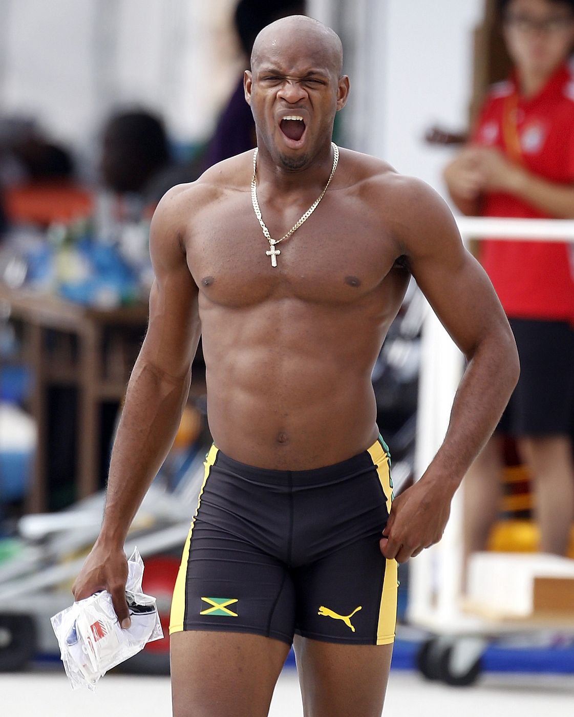 El corredor jamaicano Asafa Powell durante un entrenamiento