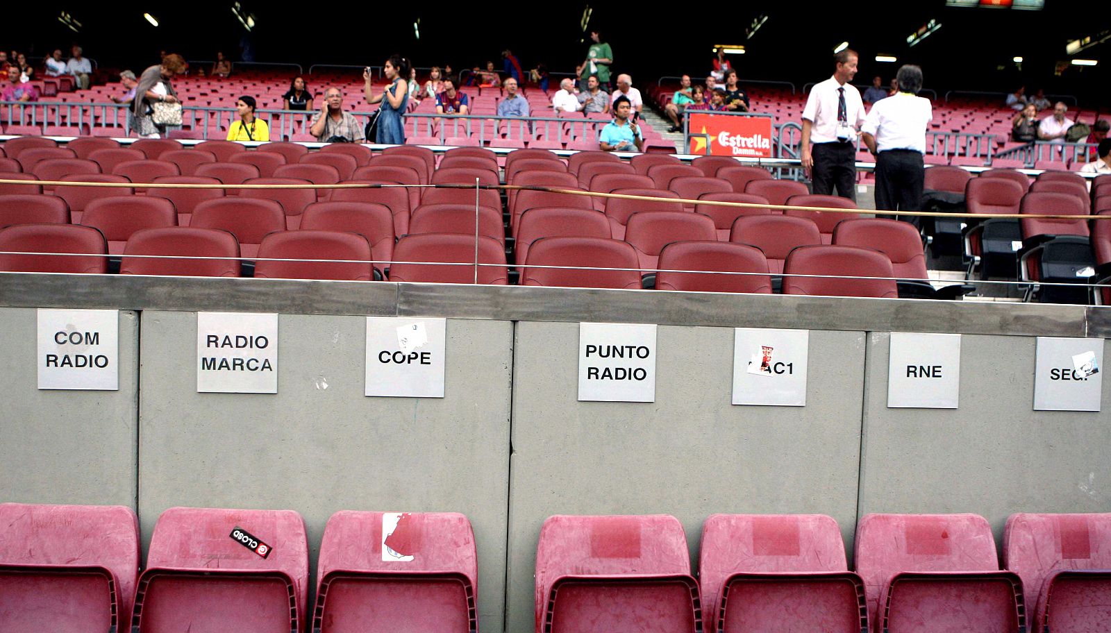 La zona de prensa del Camp Nou sin las radios