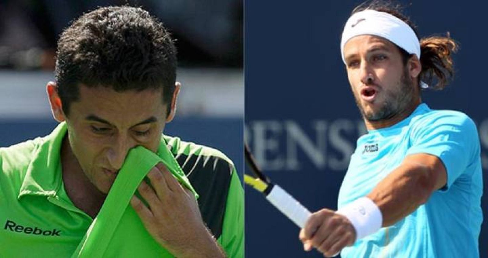 Los tenistas españoles, Nicolás Almagro y Feliciano López, en sus respectivos partidos del US Open 2011.
