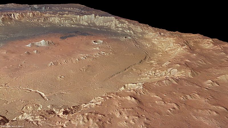 El cráter marciano que fue un lago cuando el agua fluía por la superficie del planeta rojo