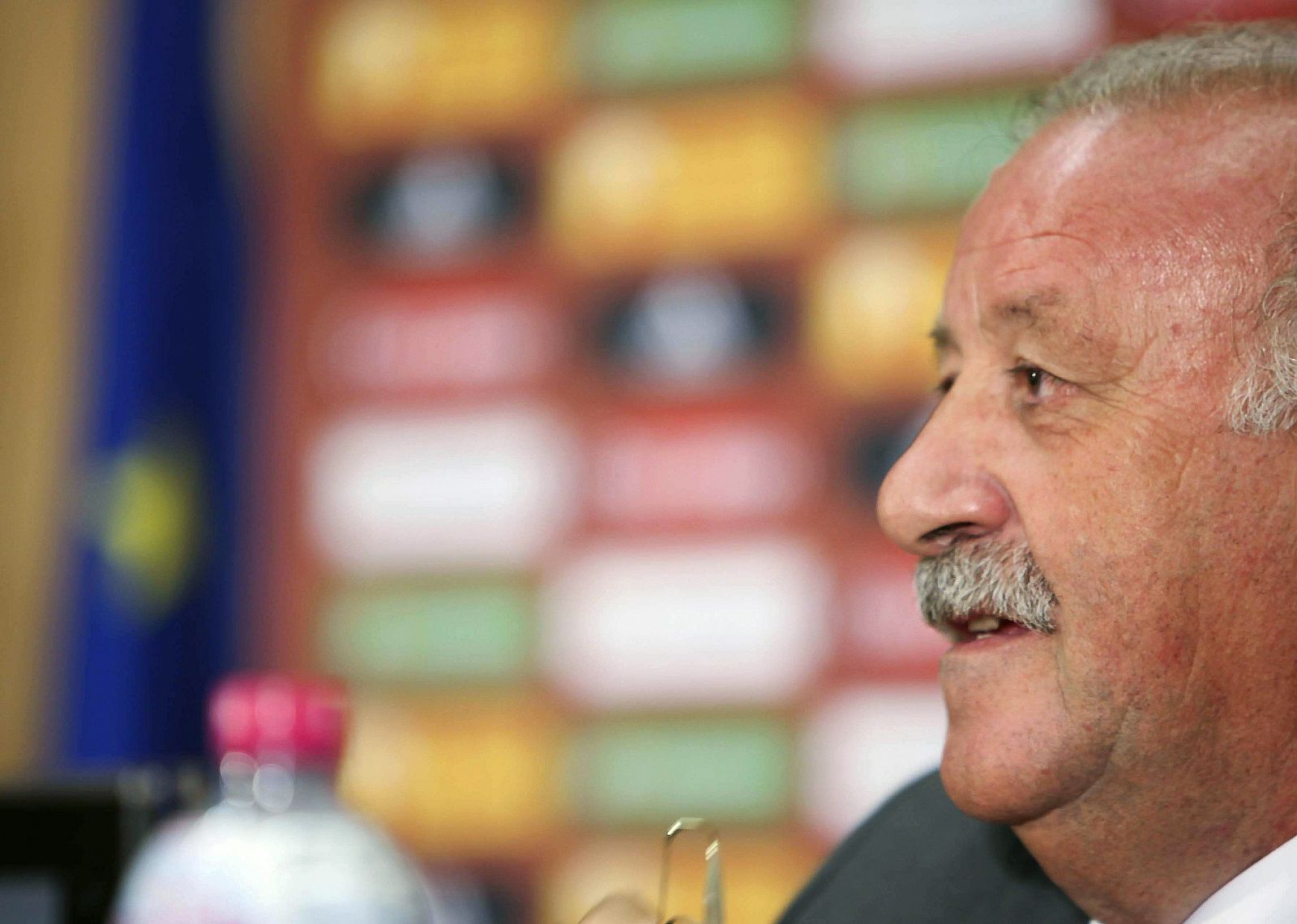 Vicente del Bosque en la rueda de prensa previa al España-Liechtenstein de clasificación para la Eurocopa 2012