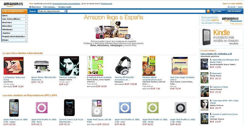 Página de inicio de Amazon España