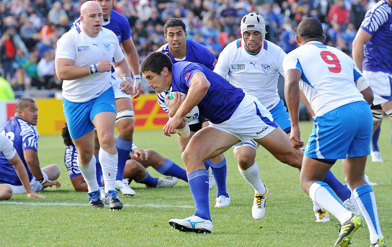 Partido entre Samoa y Namibia de la Copa del Mundo de rugby que se está celebrando en Nueva Zelanda.