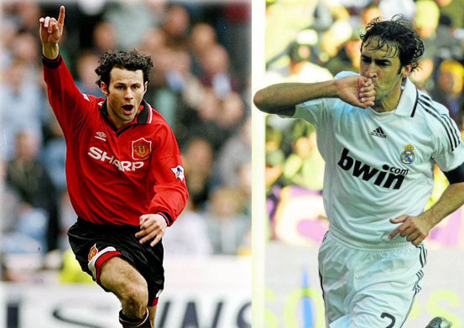 Dos de los mayores mitos de la Champions League, Ryan Giggs (i) y Raúl González (d)