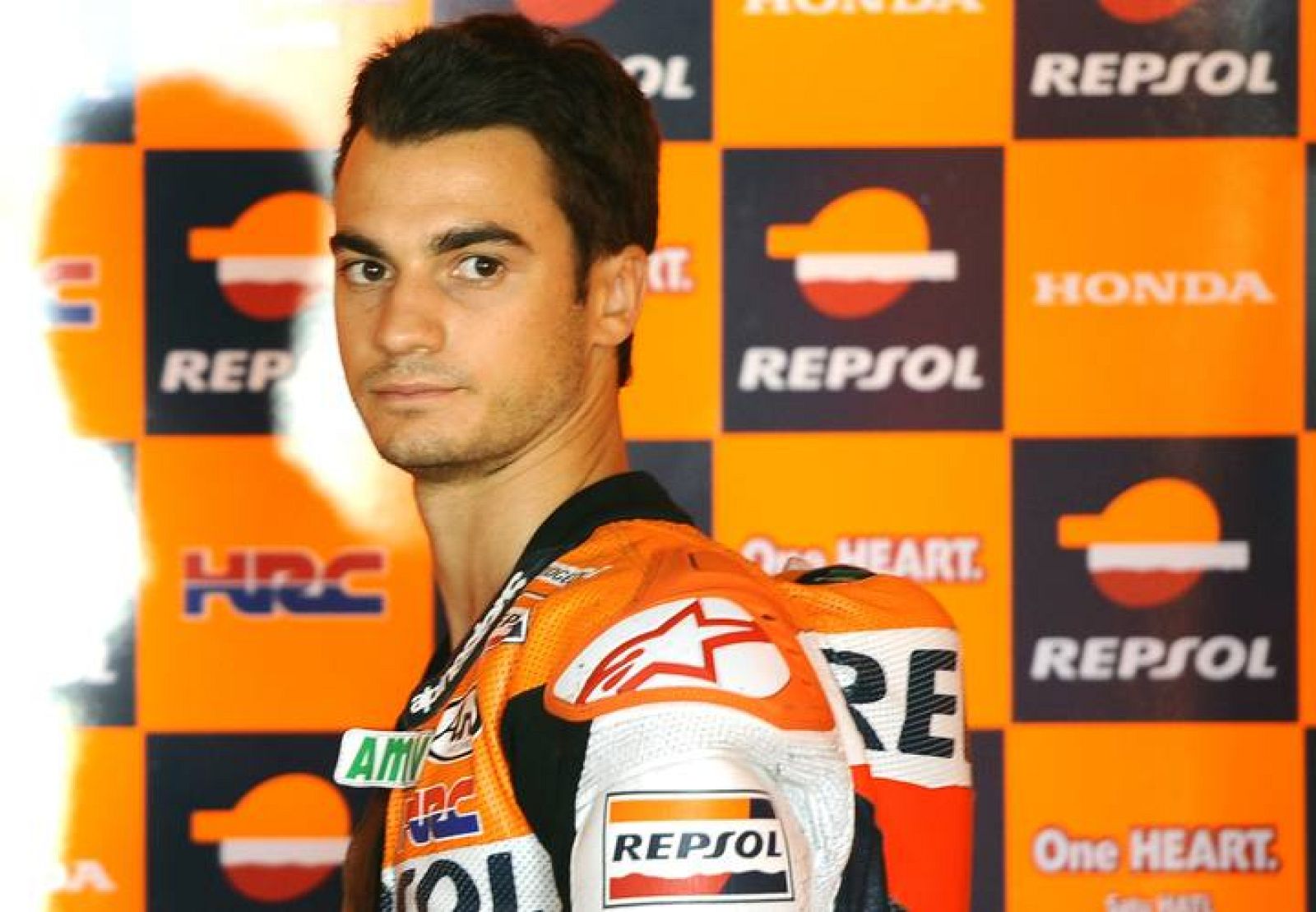 El piloto de Honda Dani Pedrosa durante el GP de Aragon.