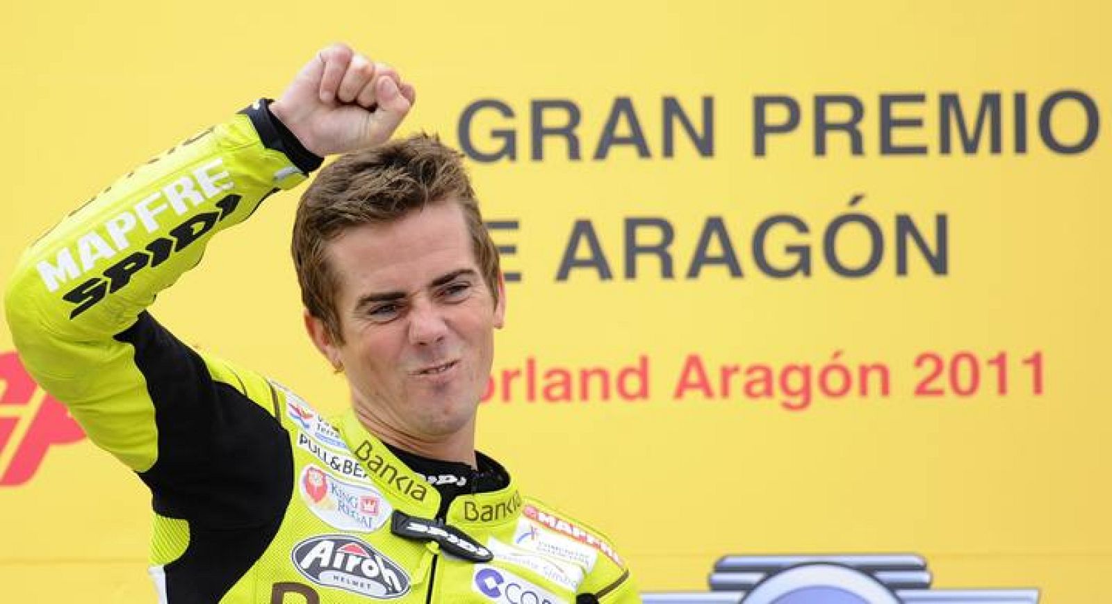 Nico Terol, líder de 125 cc, en el podio del pasado GP de Aragón