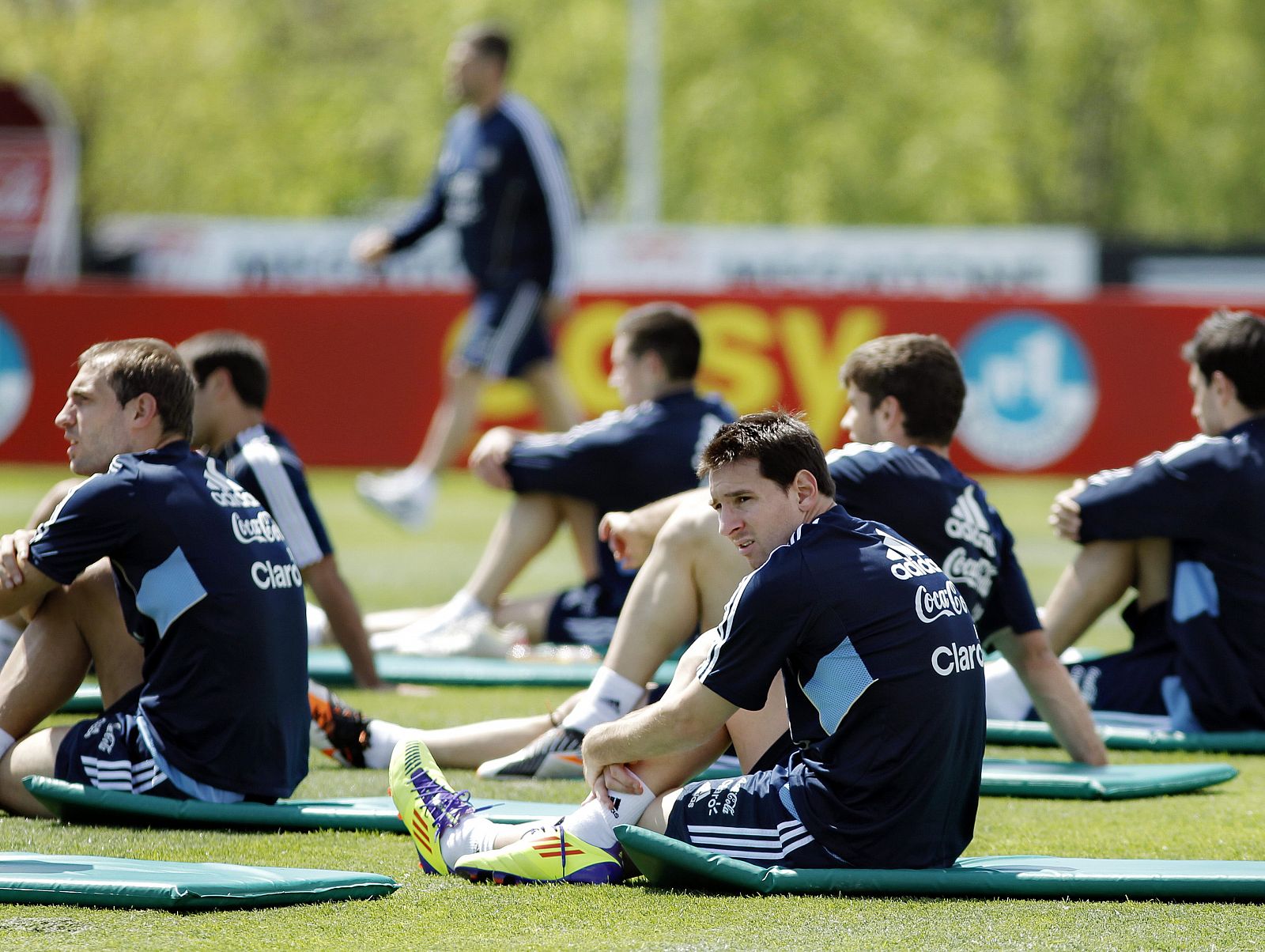 Messi, en una sesión de entrenamiento con Argentina