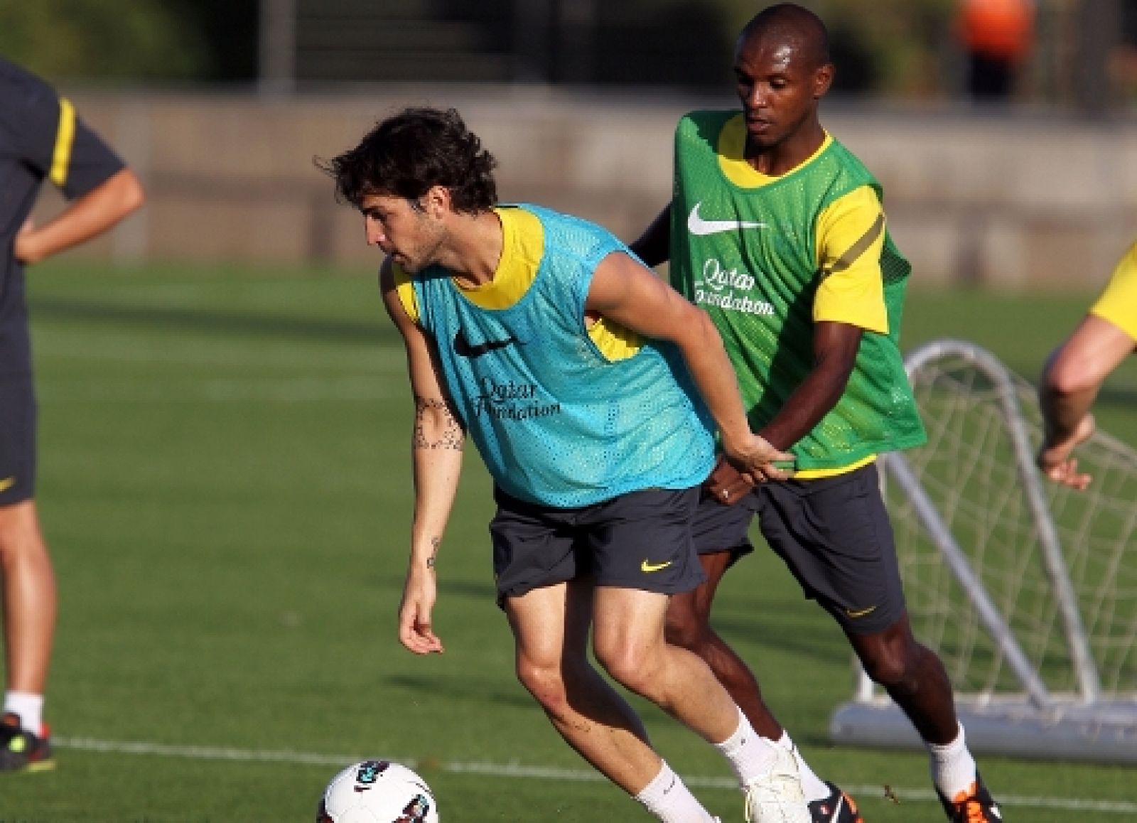 Cesc Fábregas, durante el entrenamiento con el Barça.