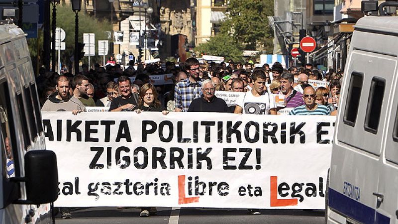Manifestación en San Sebastián en favor de la absolución de miembros de Segi