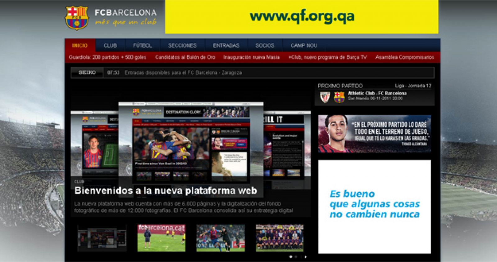 Imagen de la nueva plataforma web del FC Barcelona.