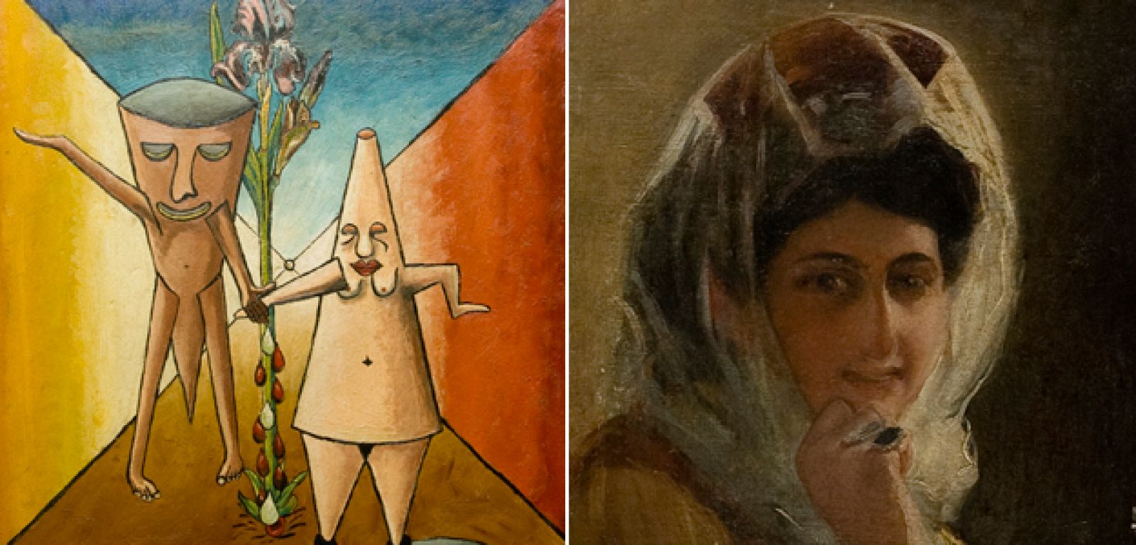 'Actuación humana trascendental' de Dalí (izq) y Retrato de una mujer de Sorolla (Dcha)