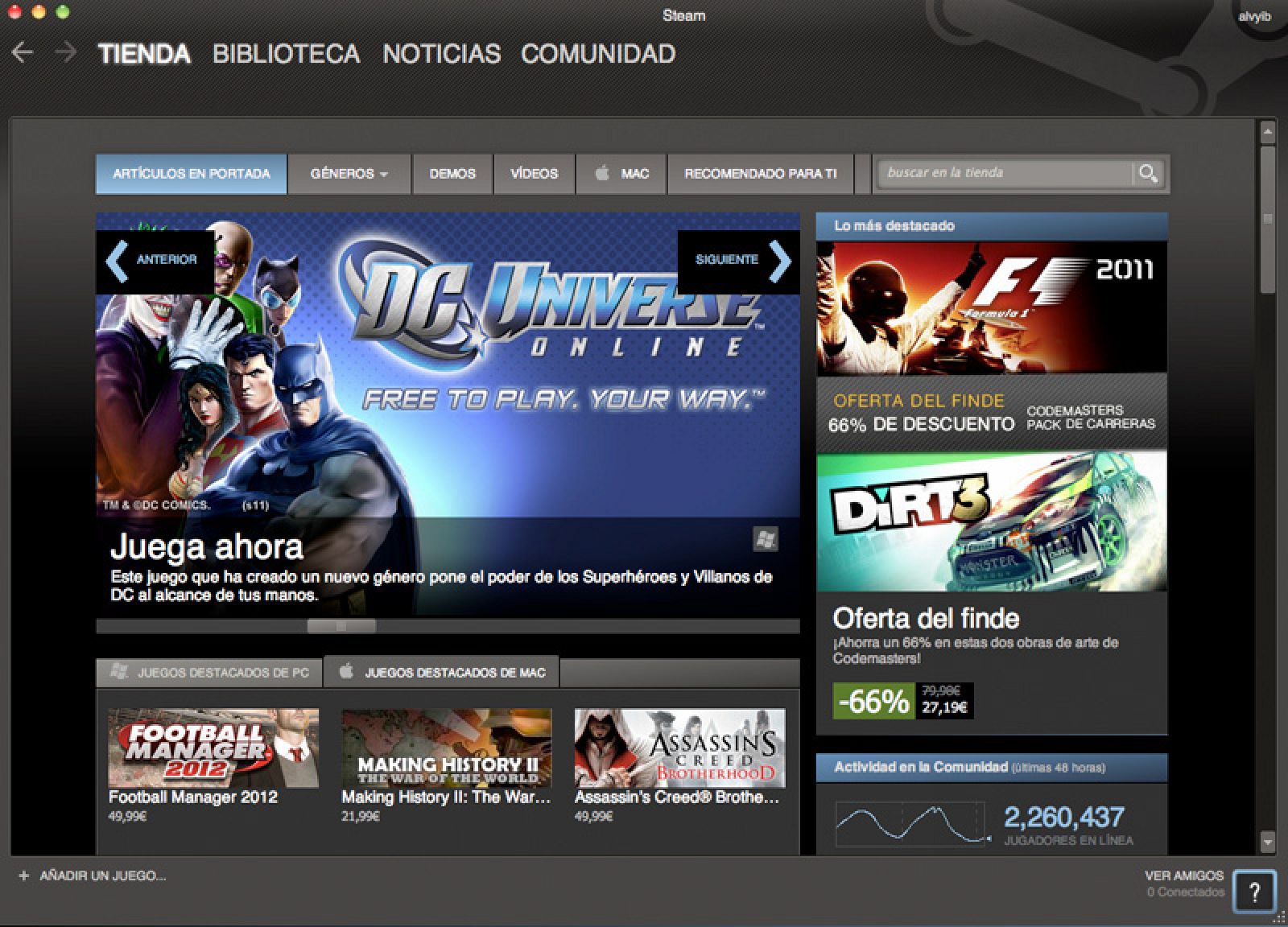 Portada de la plataforma Steam de la empresa de videojuegos Valve.