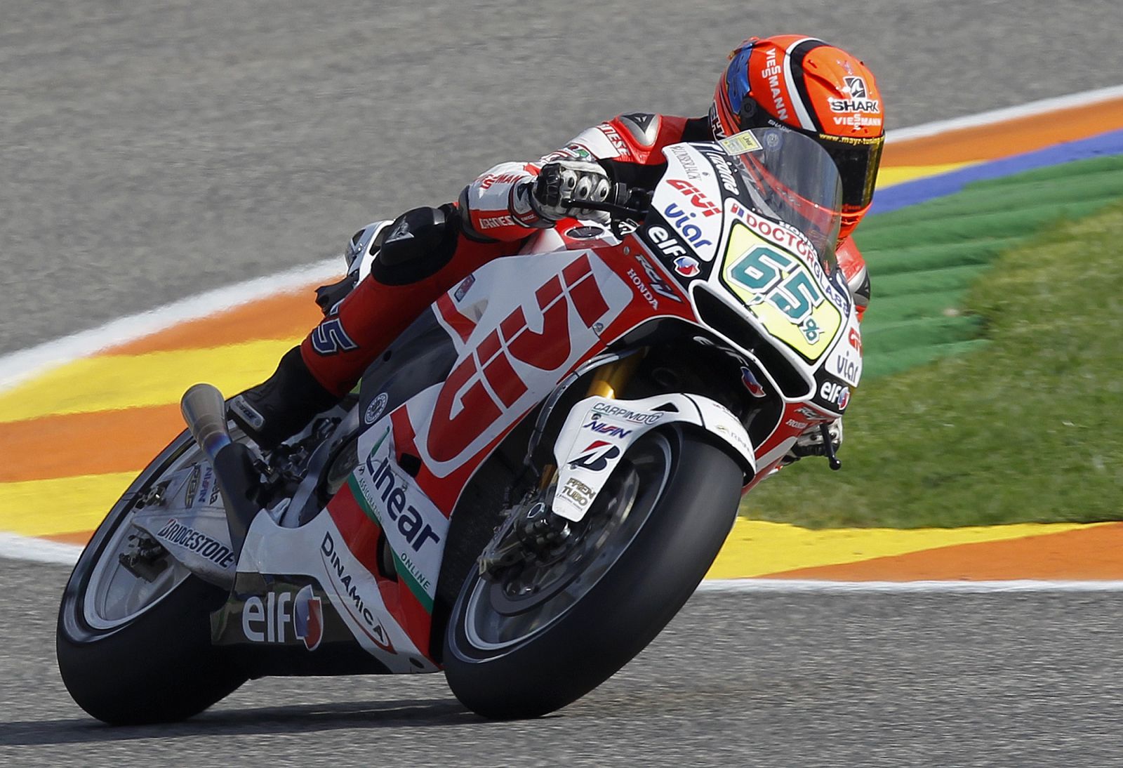 Moto2 rider Stefan Bradl of Germany rides the Honda RC212V MotoGP motorcycle during a practice at the Ricardo Tormo racetrack in Cheste