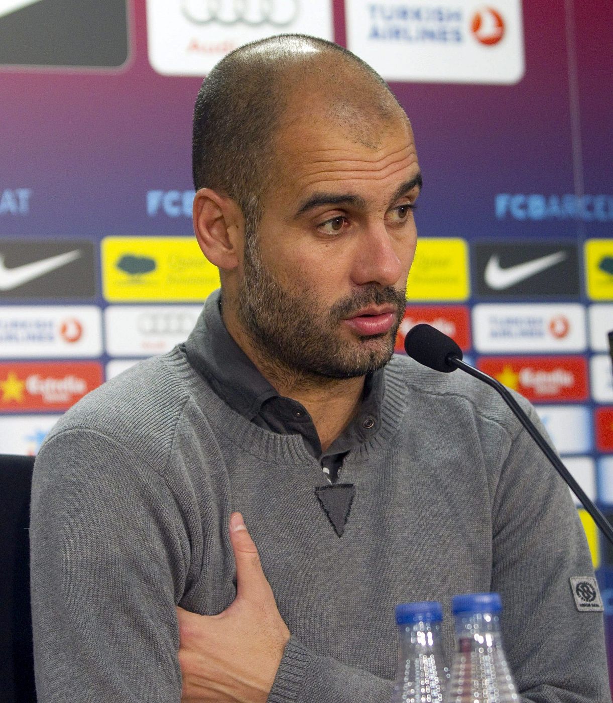 El entrenador del Barcelona, Pep Guardiola, en rueda de prensa.