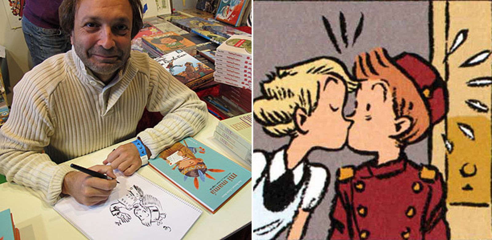 Émile Bravo en Expocómic y uno de sus dibujos de Spirou