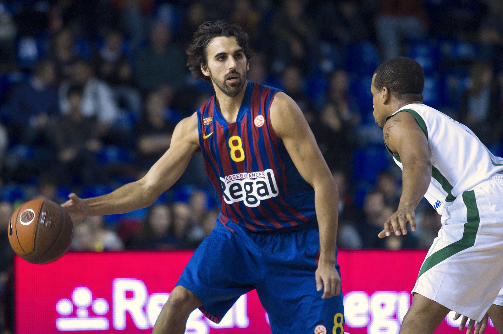 El base del Barcelona Víctor Sada, en el último partido de Euroliga contra el Unics Kazan.