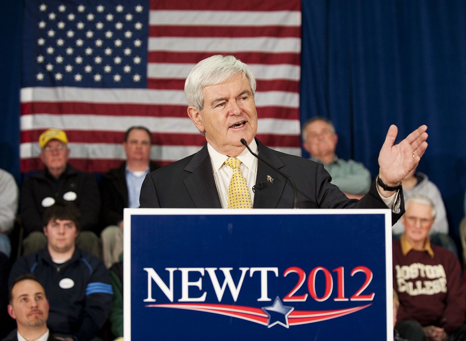 El candidato Newt Gingrich durante un acto de su campaña