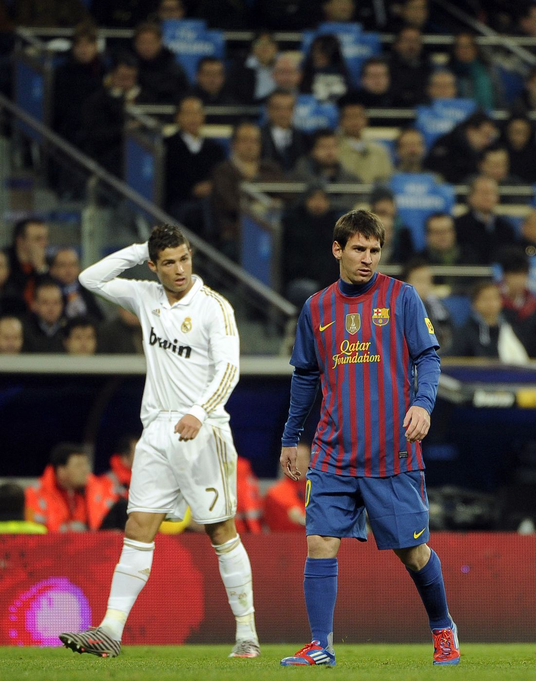 Cristiano Ronaldo y Lionel Messi durante el encuentro de ida de la Copa.