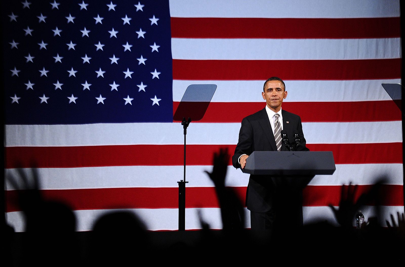 El presidente Barack Obama habla durante la campaña electoral en Nueva York.