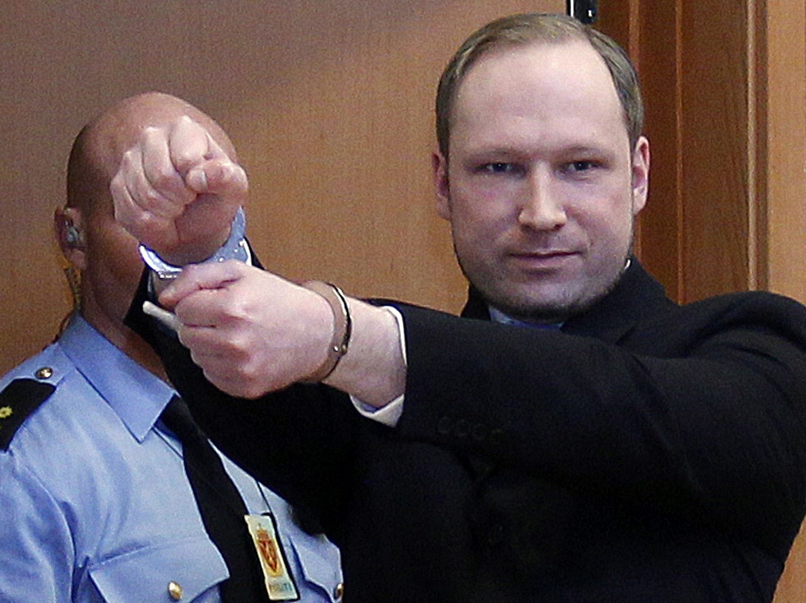 Breivik, en su comparecencia ante el tribunal.