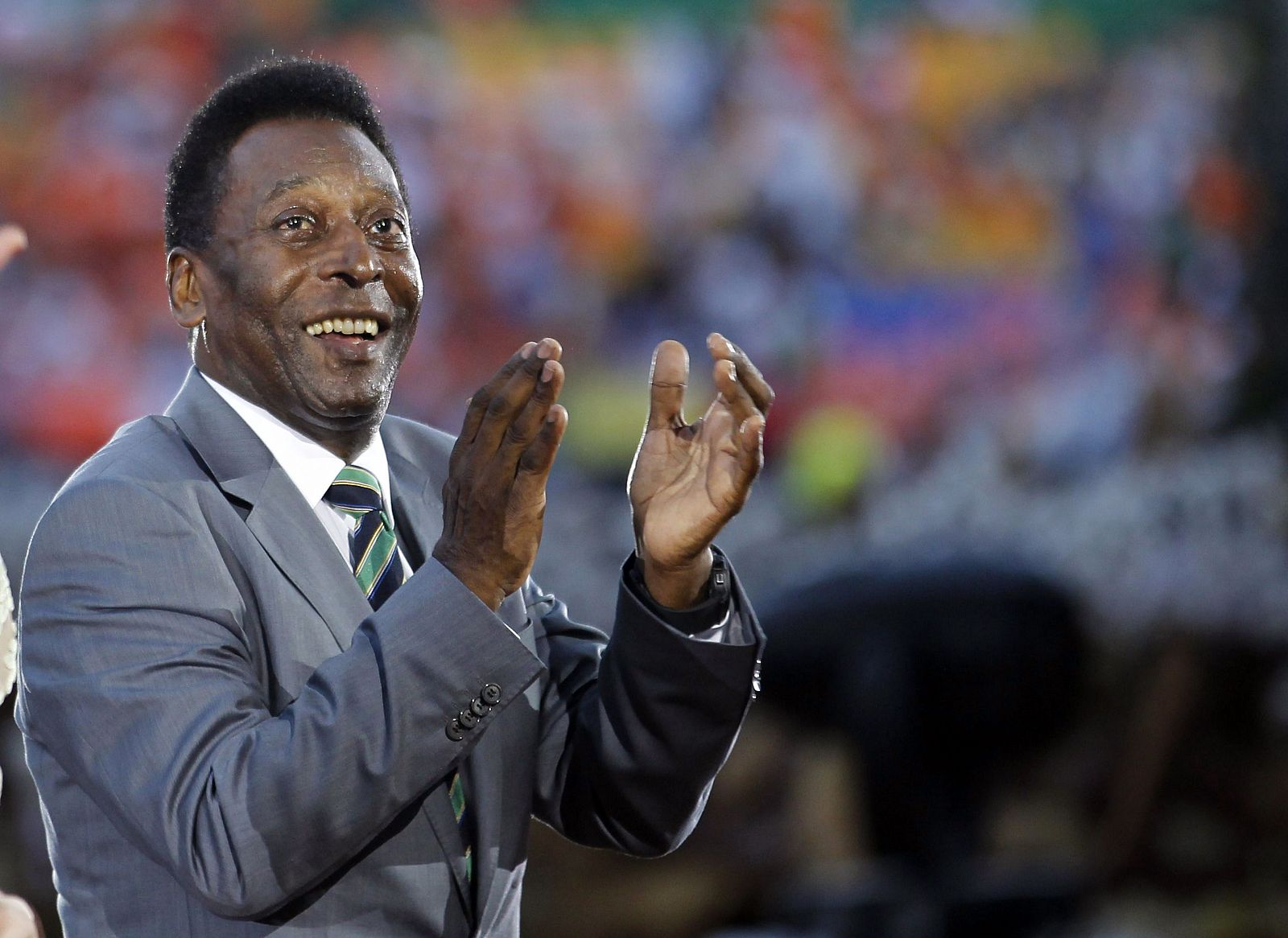 Pele attends the closing ceremony of the Africa Cup of Nations football finals in Gabon's capital Libreville