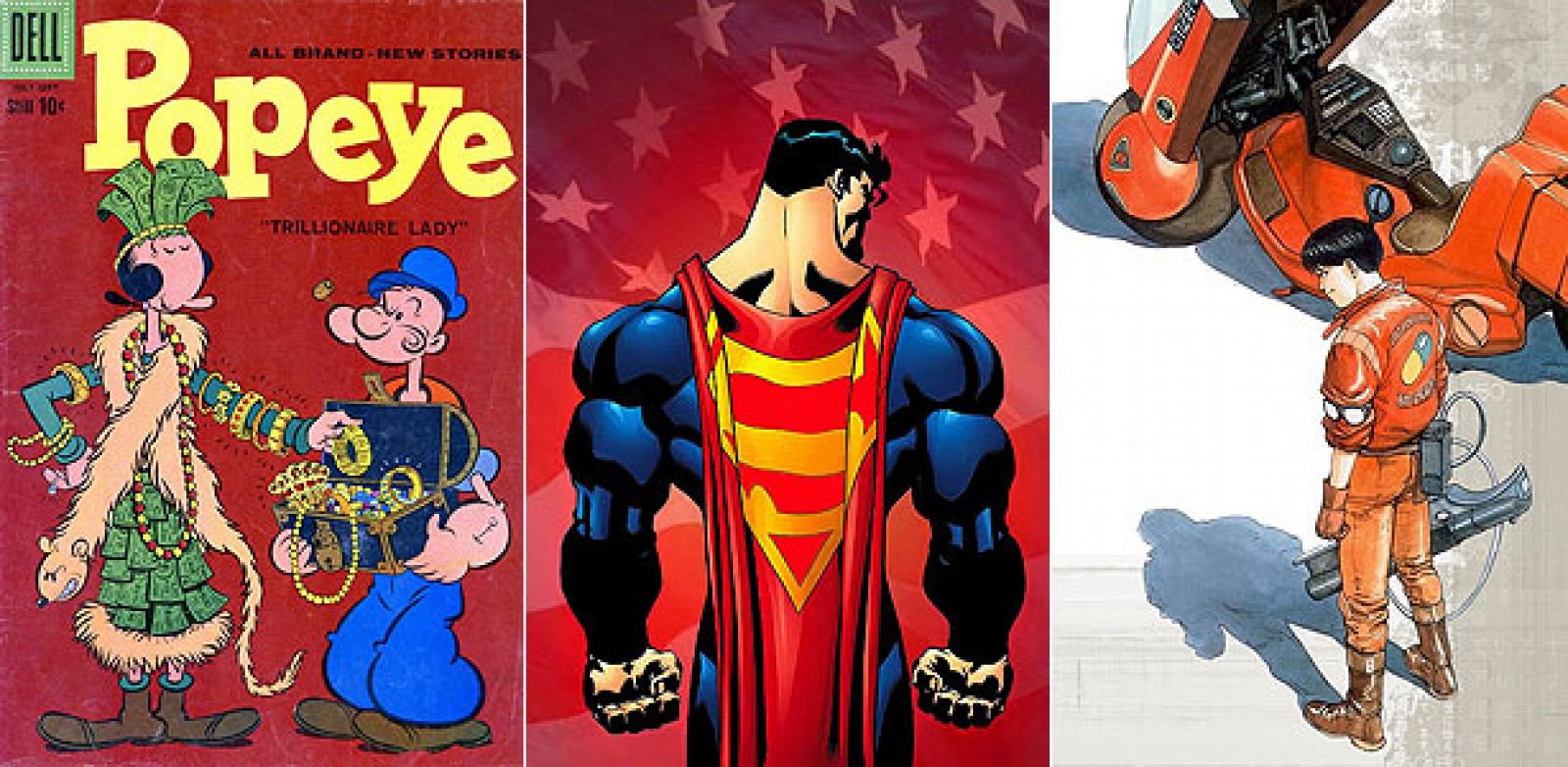 'Popeye', 'Superman'  y 'Akira, tres iconos del cómic