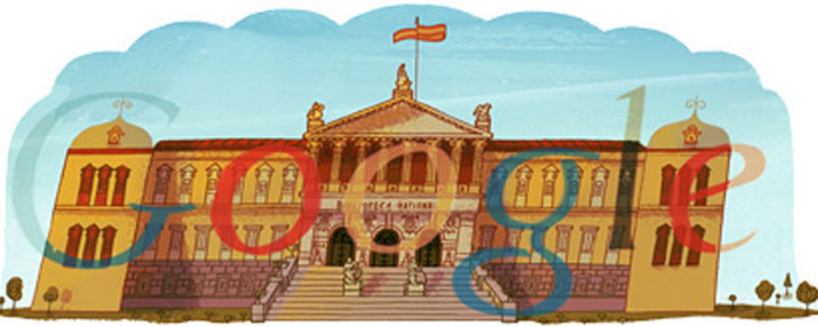 Logotipo de Google que festeja los 300 años de la Biblioteca Nacional